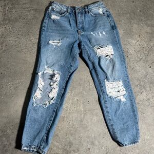 Fashion Nova Women's Distressed Blue Mom Jeans‎ Size 3 Streetwear Grunge Y2k